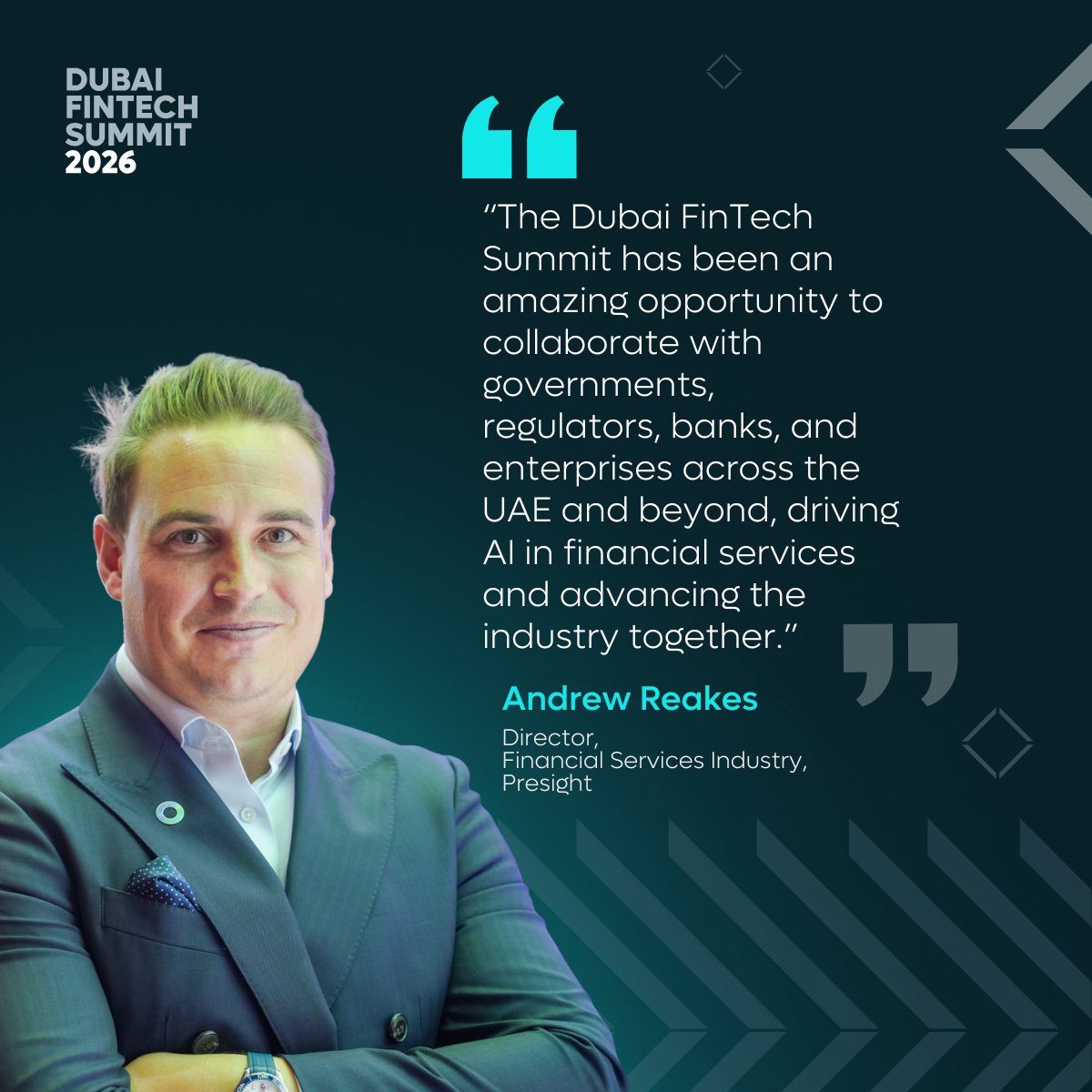 Connecting governments, central banks &amp; regulators at #DFS2026, a unique chance to drive AI in finance forward.

Join global experts like Andrew Reakes and shape the future of financial innovation.

📅 11–12 May 2026 | 📍Dubai
🔗 hubs.li/Q03Z5dTb0

#DubaiFinTechSummit