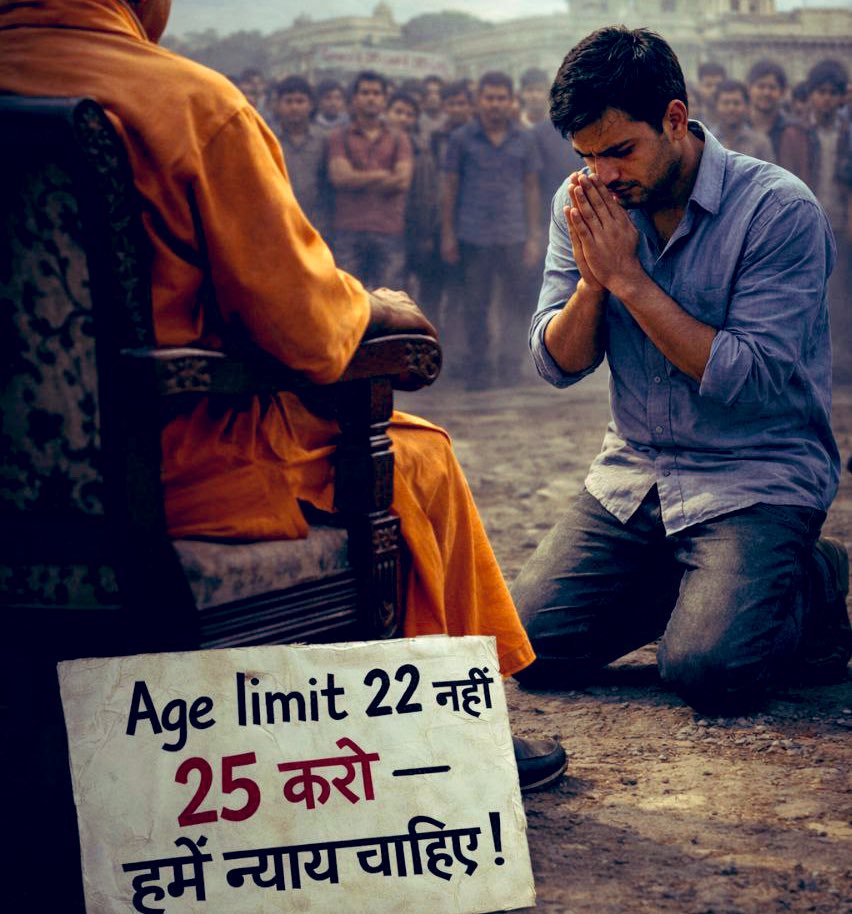 UP पुलिस कांस्टेबल आयु सीमा में भेदभाव क्यों? ⬇️

- बिहार कांस्टेबल: 18–25 वर्ष
- MP कांस्टेबल: 18–33 वर्ष
- हरियाणा कांस्टेबल: 18–25 वर्ष

तो फिर UP पुलिस में 22 साल का युवा “ओवरएज” क्यों?

Follow - <a href="/abhinav_blogger/">Abhinav Mishra</a> 

 #UPP_Age_Relaxation