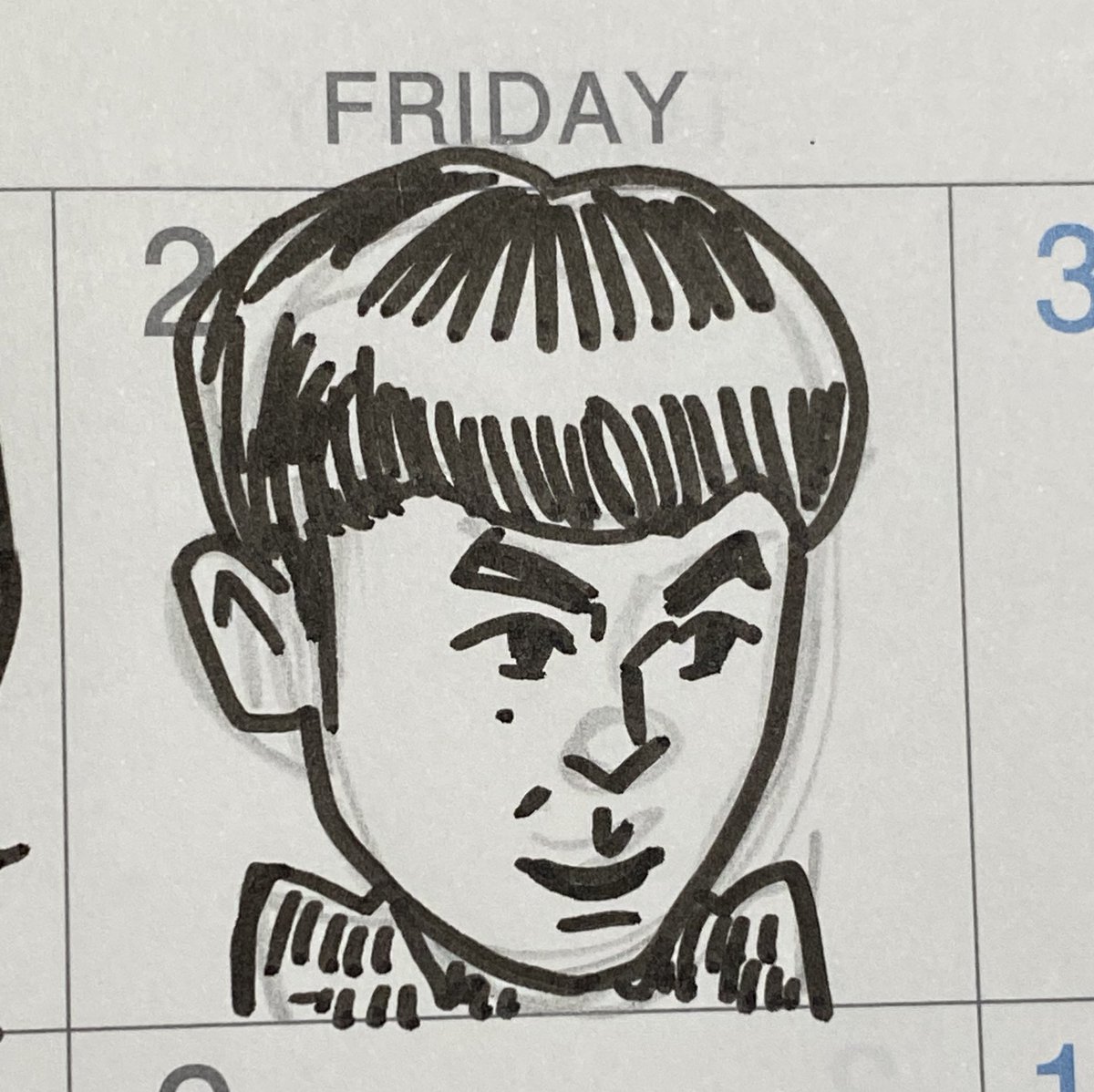 似顔絵　誰か不明 RT @hinakuma0507: 今日金曜日か…曜日感覚行方不明