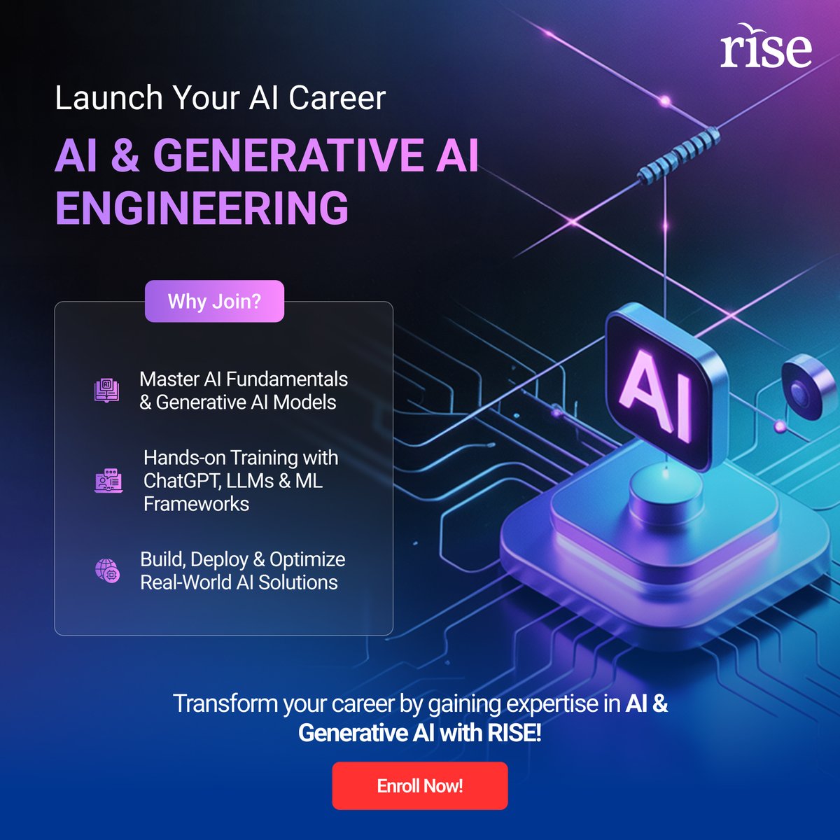 Master AI &amp; Generative AI. 

Future starts now - learnatrise.in/courses/genera…

#Career2026 #FutureSkills #AIEngineering #RISE
