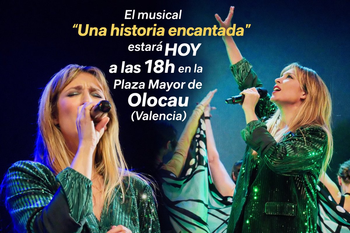 Esta tarde a las 18h el show infantil “Una historia encantada” con nuestra <a href="/giselaoficial/">Gisela</a> como protagonista, llegará a la Plaza Mayor de Olocau (Valencia). ¿Te lo vas a perder? #Gisela #singer #actress #UnaHistoriaEncantada #Olocau
