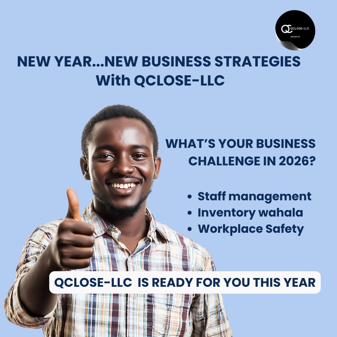 New Year, New Business Strategies!
As we enter 2026, wetin be your biggest business challenge?
👥 Staff management
📦 Inventory wahala
⚠️ Workplace safety
Reply make we gist 👇
QCLOSE dey help Nigerian businesses run better 🇳🇬
#NaijaBusiness #BusinessGrowth #QCLOSE