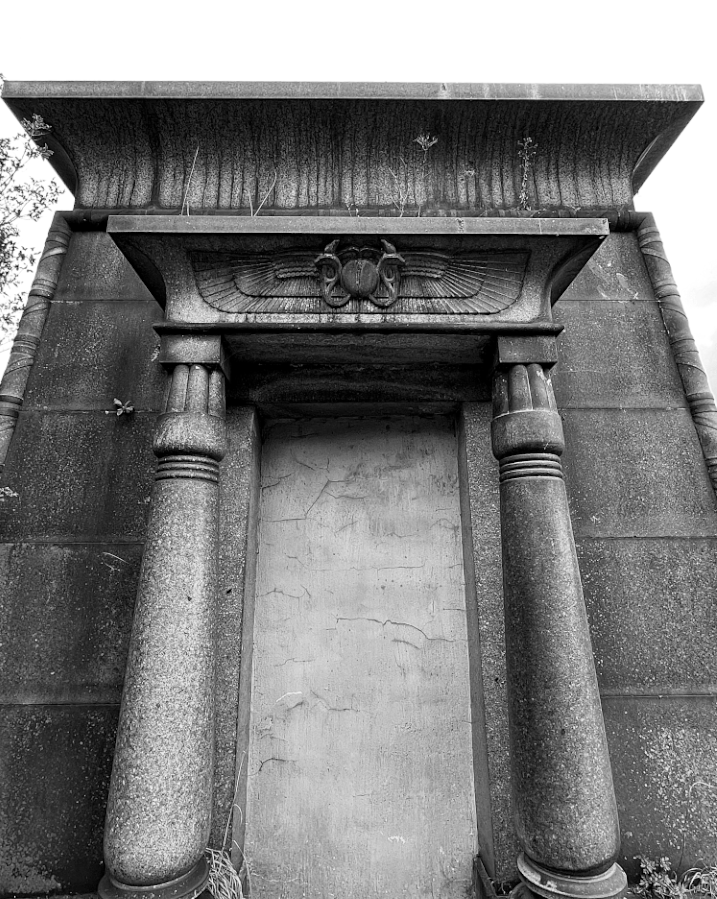 It isn't hard to spot the tomb of a former member of the Duat Club in Ashcourt Necropolis or any other county boneyard. They all display some form of gaudy Egyptomania. You can't help but wonder if rumours of mummification are true, just what grave goods they hold. – #MattAdams