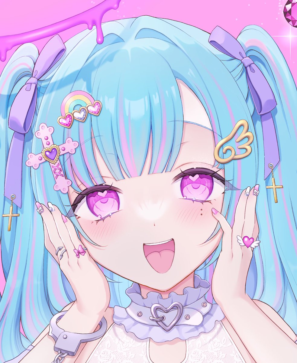 「꒰ ゆめかわ病꒱ 宝石も全て手描きだから見てほしい #OC」|心みんとん🎠のイラスト