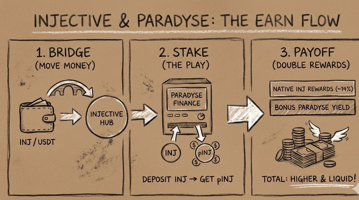 RagnarokExee's tweet photo. Instead of just holding INJ in your wallet, you Bridge it to Injective and Restake it on @ParadyzeFi 

You get pINJ tokens back. You earn about 13% from the network plus extra rewards from Paradyse on top. It’s like getting two paychecks for one job! https://t.co/rl2YTO42dm