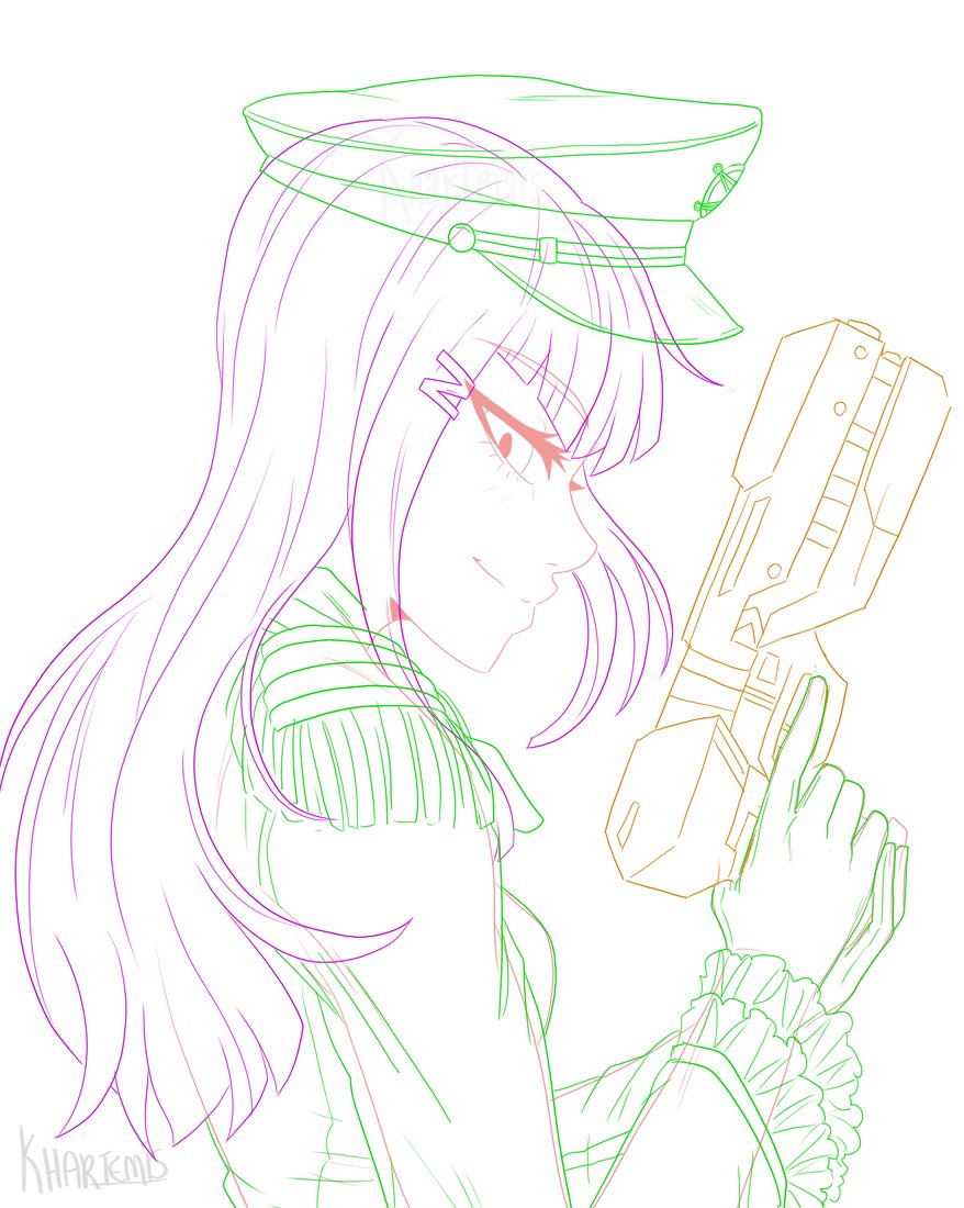Sketch of the commission for Kam (<a href="/shapeshifterguy/">🌈Kam🌈</a>)!
Mari (Kam's OCs) and her big gun!