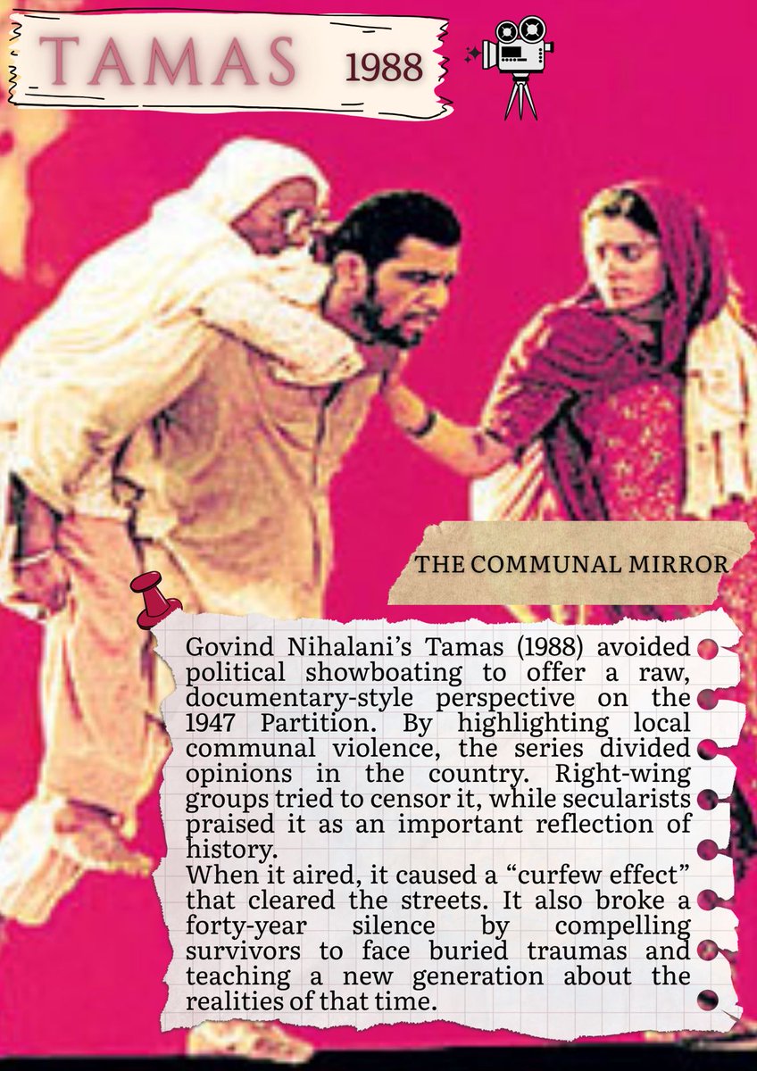 miseenscrap's tweet photo. From Tamas’s raw trauma to Pinjar’s fierce defiance: witness how Indian cinema evolved from mourning the tragedy to challenging the border. 70 years of history, redefined. #PartitionCinema #History https://t.co/m8BlwtOmoF