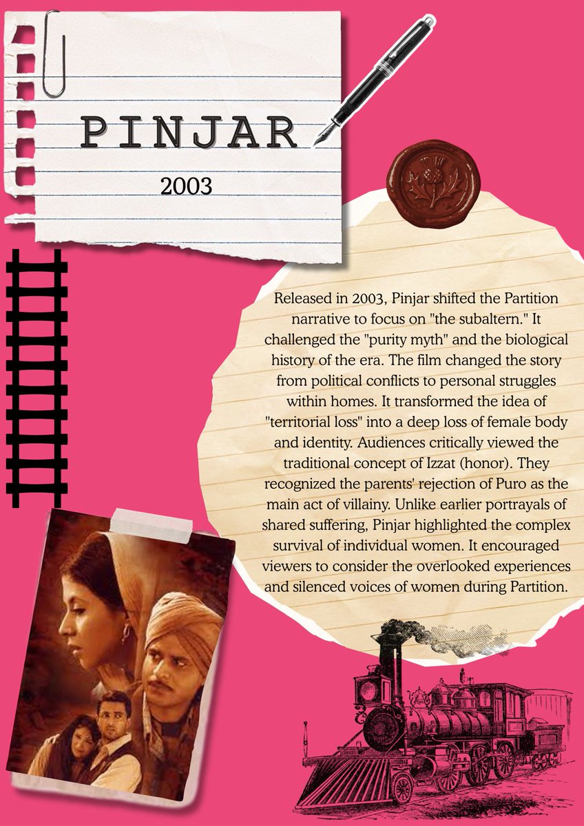 miseenscrap's tweet photo. From Tamas’s raw trauma to Pinjar’s fierce defiance: witness how Indian cinema evolved from mourning the tragedy to challenging the border. 70 years of history, redefined. #PartitionCinema #History https://t.co/m8BlwtOmoF