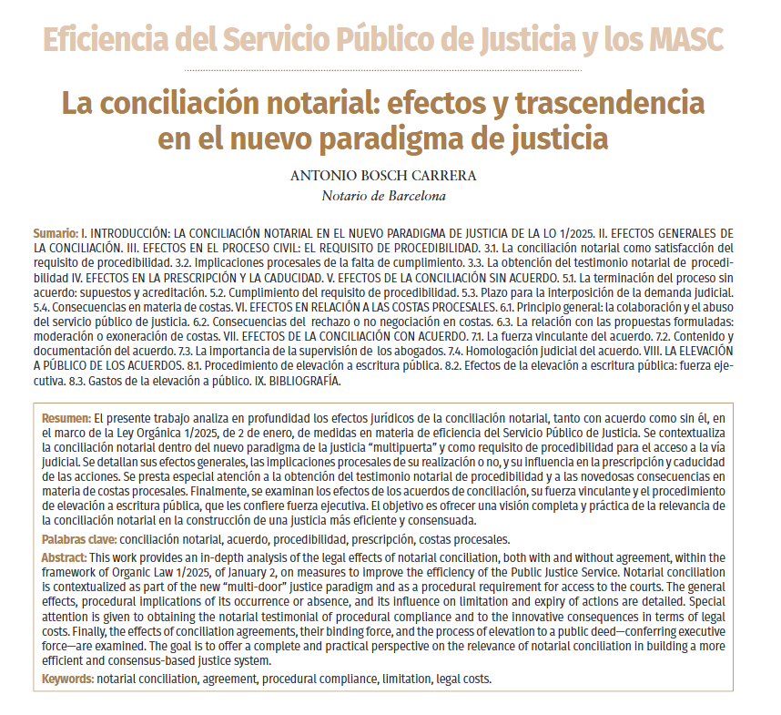 "La conciliación notarial: efectos y trascendencia en el nuevo paradigma de justicia"

Artículo de Antoni Bosch, notario de Barcelona y mediador, en el último número publicado de la revista "La Notaria" 

Puedes leerlo completo aquí: revistalanotaria.com/index.php/rln/…