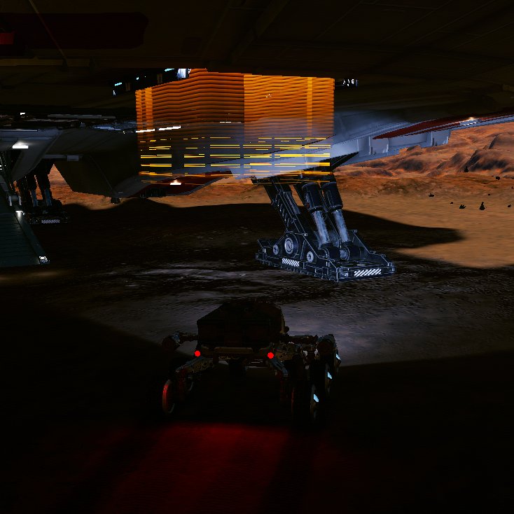 CmdrSoliest's tweet image. Hey @frontierdev, why are those lights not reaching the surface of the planet? It would make driving to the ship a little bit easier in @EliteDangerous.