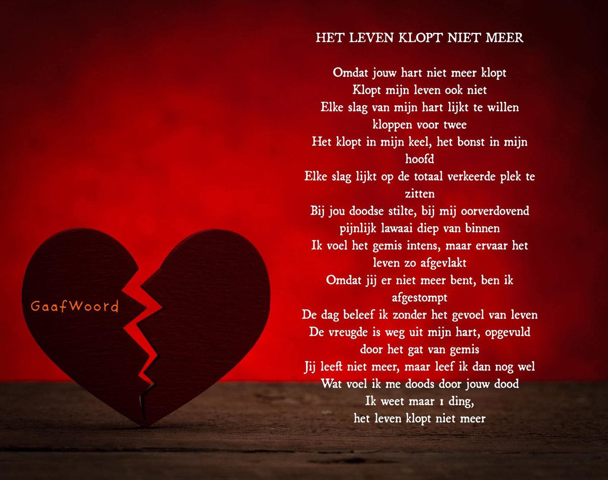 HET LEVEN KLOPT NIET MEER 

Ook in 2026 zal ik regelmatig gedichten / schrijfsels plaatsen over verdriet, gemis, pijn, verlies, angst, leed, zorgen en alles wat een mens tegenkomt in zijn of haar leven

#gedicht #dichter #dichtwoorden #GaafWoord #HoopVerlener #TroostGever #troost