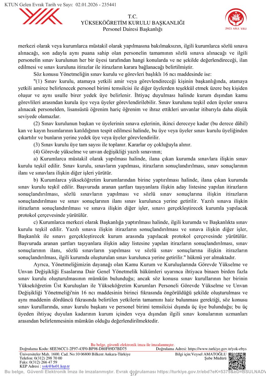 SENDİKAMIZIN TALEBİ KARŞILIK BULDU:
YÖK, 2026 YILI GYS–UDS MERKEZİ SINAV KARARINI ALDI

Sendikamızın uzun süredir kararlılıkla dile getirdiği Merkezi Görevde Yükselme ve Unvan Değişikliği (GYS–UDS) sınavının 2026 yılında merkezi olarak yapılması talebi karşılık bulmuş;