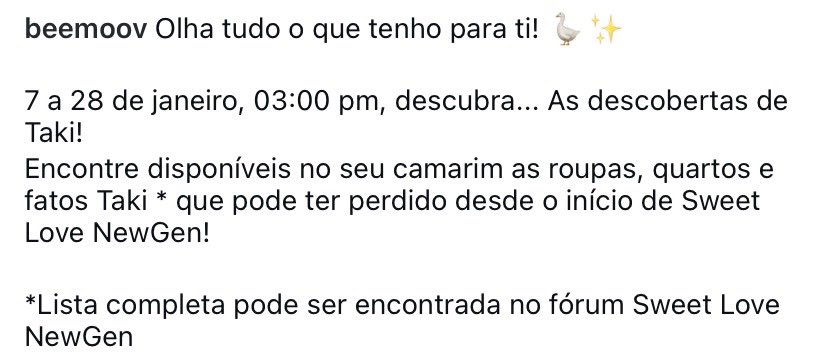 bluerwses's tweet image. de 7 a 28 de janeiro, o armário da taki com todas as roupas de desde o inicio de jogo vão estar disponíveis! quais conjuntos vocês perderam e finalmente vão conseguir?