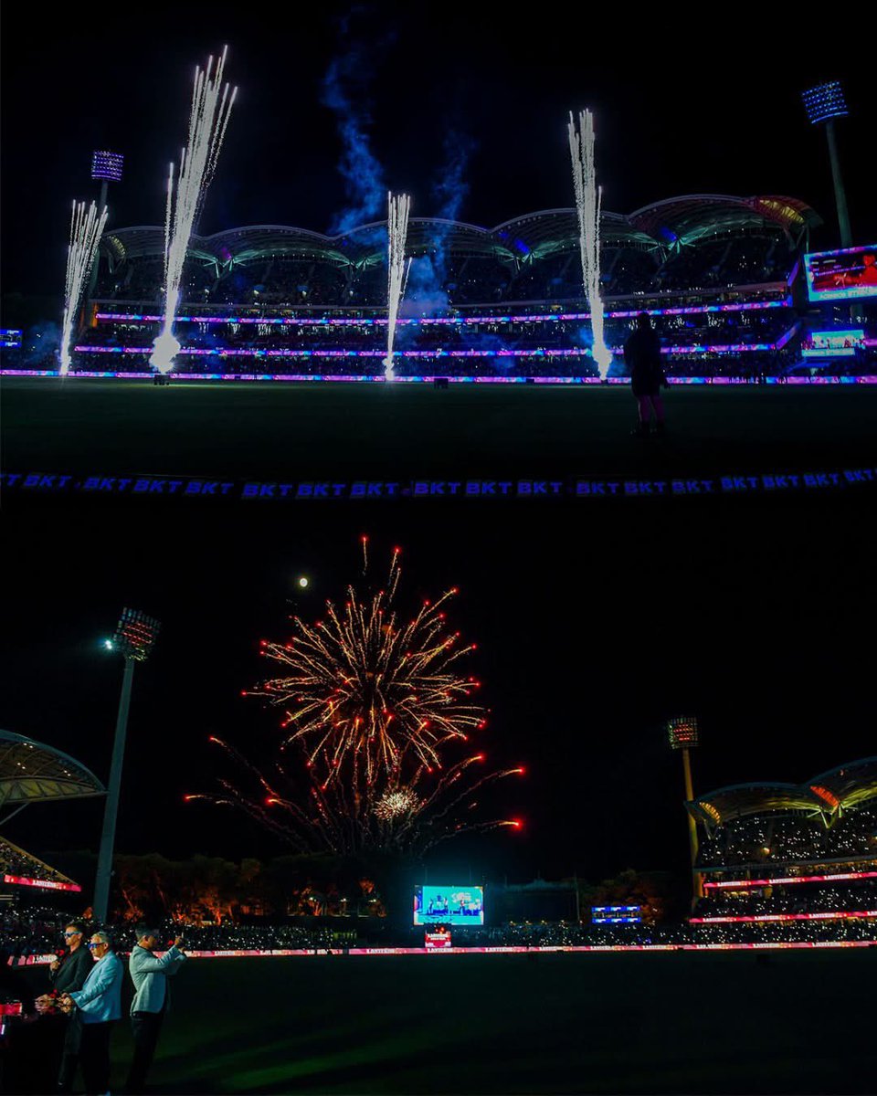 KristySlater's tweet photo. The Adelaide @StrikersBBL NYE Show lit up Adelaide Oval with 41,170 fans cheering a seven-wicket win over Brisbane Heat! Huge thanks to our amazing suppliers and team for making it happen. Finally signing off 2025 proud, grateful and excited for what’s next. #BBL #BirdsOfTokyo https://t.co/TqM0HO79D0