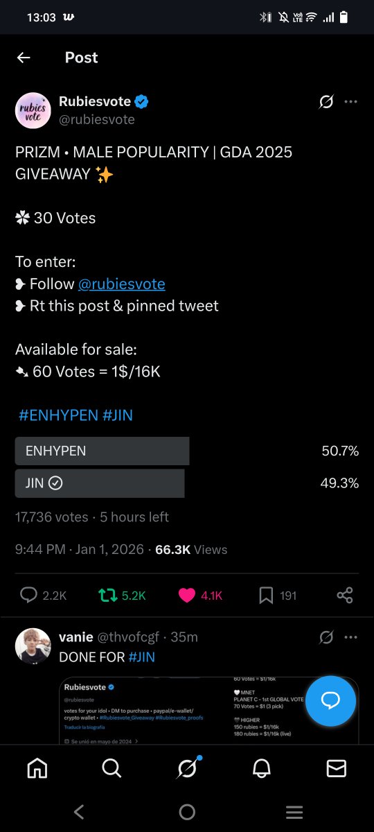 Stae_Jin's tweet photo. @rubiesvote #JIN https://t.co/4uB7dBz5jS