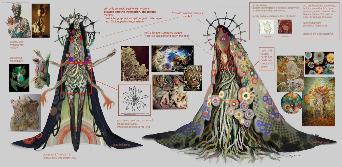 deathbykismet's tweet image. &amp;gt; a few notes and ramblings 
my nonsensical thought process and small image board behind the design . my brain dump !!!