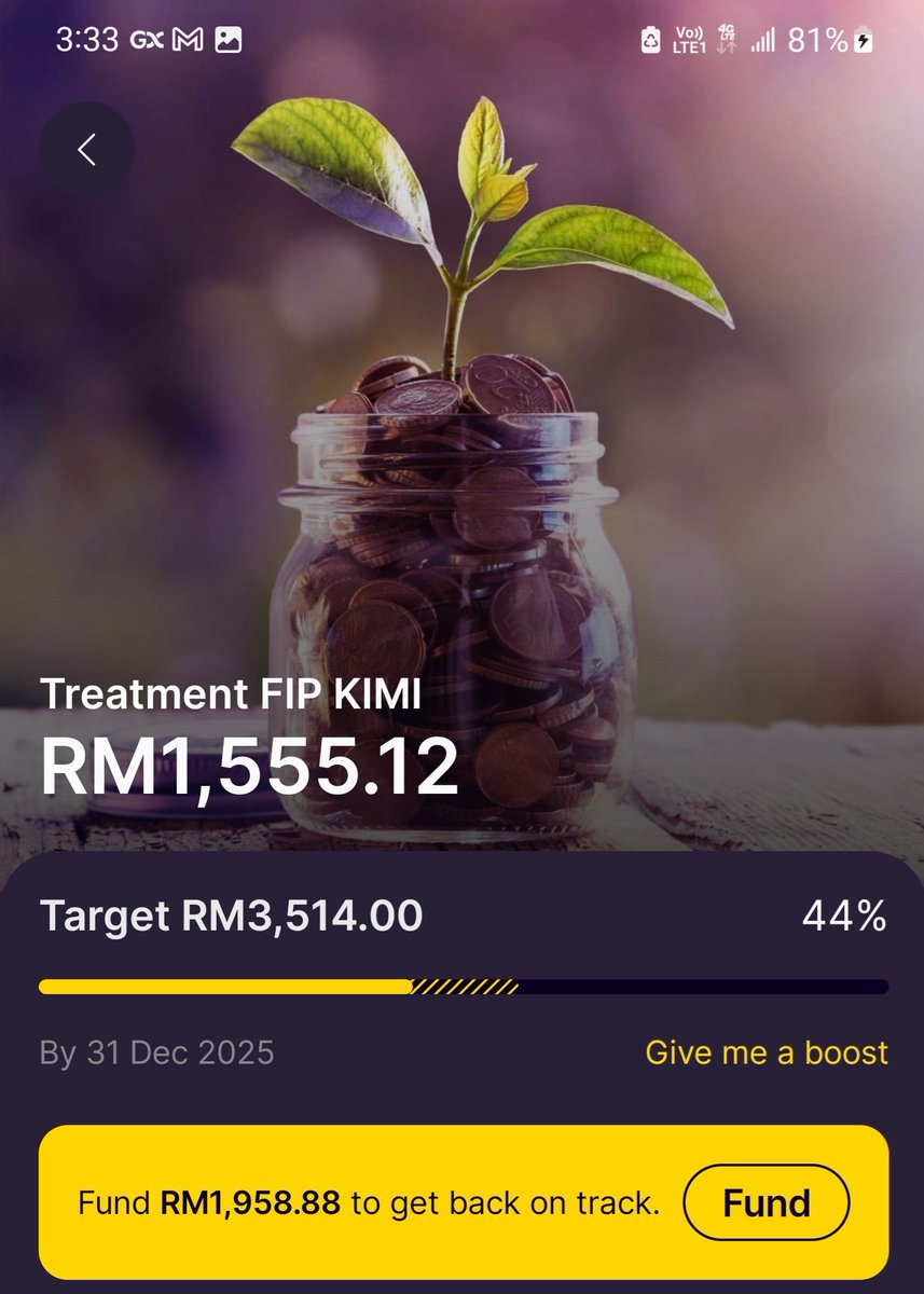MirulAm05674851's tweet photo. Update Donation Kimi, 2/1/2026

Jumlah Diperlukan RM3,514
Dana Diterima RM1,555 ✅️
Baki Diperlukan RM1,959 😢🙏🏻

Moga ada rezeki untuk Kimi. Thank you semua ya 😘 https://t.co/WswL99fLQk