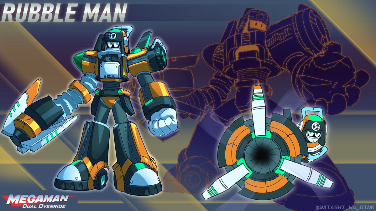 watashi_wa_dink's tweet photo. Pen Name: Dink

Robot Master Design:
「RUBBLE MAN」

"Heavy-duty industrial cleaning robot with a unique outer shell. Shell can expand depending on the amount of collected debris as a means of maximizing storage capacity and combatting hazards."

#MegaManDO  #DesignARobotMaster https://t.co/koYO6T9MOq