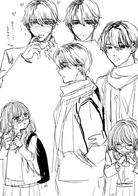 因みにこちらは過去設定画2案目のふたりです。最初ハウルみたいな髪型にしたらちょっと違うかも…とNG入りました笑
因みにヤンキーとかじゃないんだな…っ 