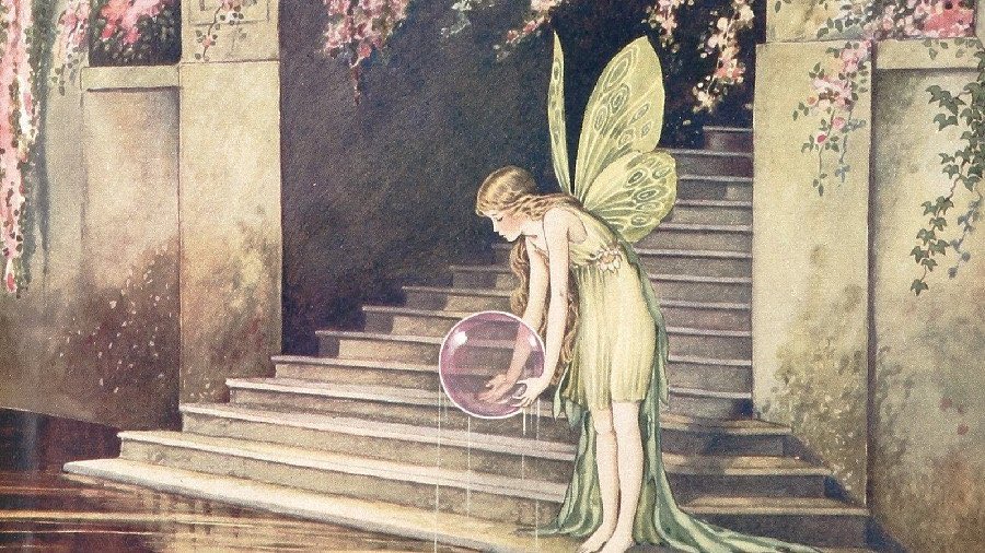 dreamyyarchive's tweet image. fairies with bubble by ida rentoul outhwaite 🫧