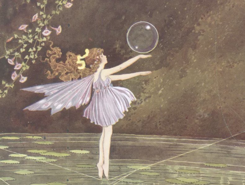 dreamyyarchive's tweet image. fairies with bubble by ida rentoul outhwaite 🫧