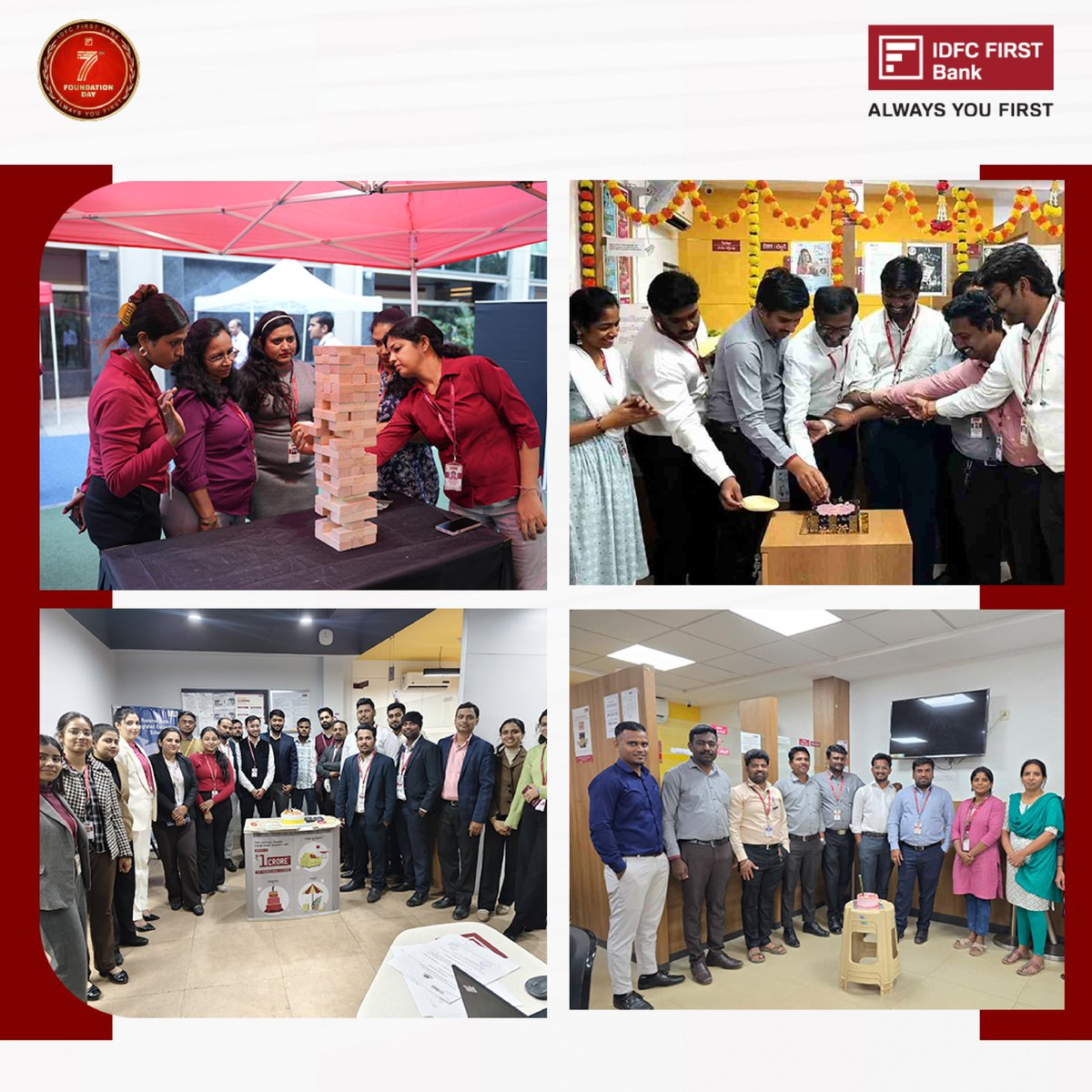 IDFCFIRSTBank's tweet photo. #FoundationDay #7YearsStrong #AlwaysYouFirst #IDFCFIRSTBank #EmployeeCelebration #LifeatIDFCFIRSTBank #StoriesFromWithin #MomentsatIDFCFIRSTBank #careersatidfcfirstbank https://t.co/de0dFaYS0U