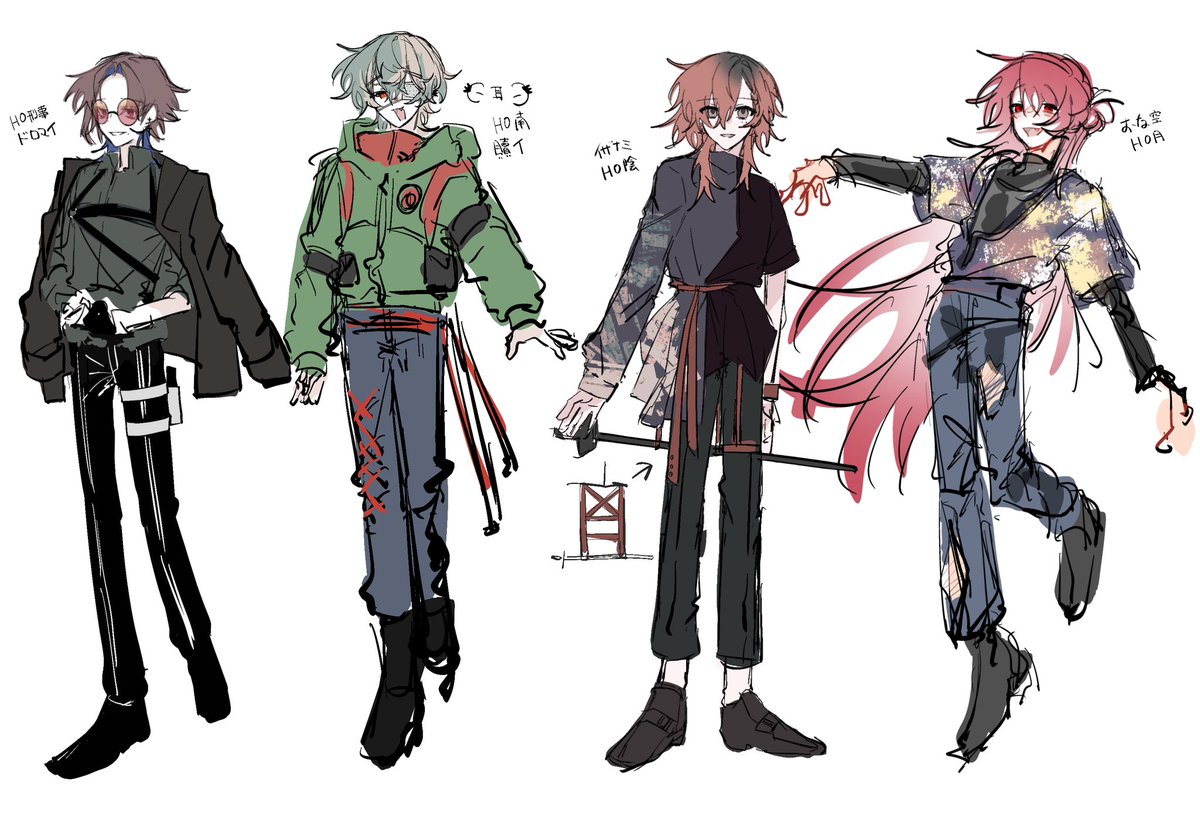 自探索者のキャラデザ案達
(ドロマイ、贖イ、イザナミ、おな空)