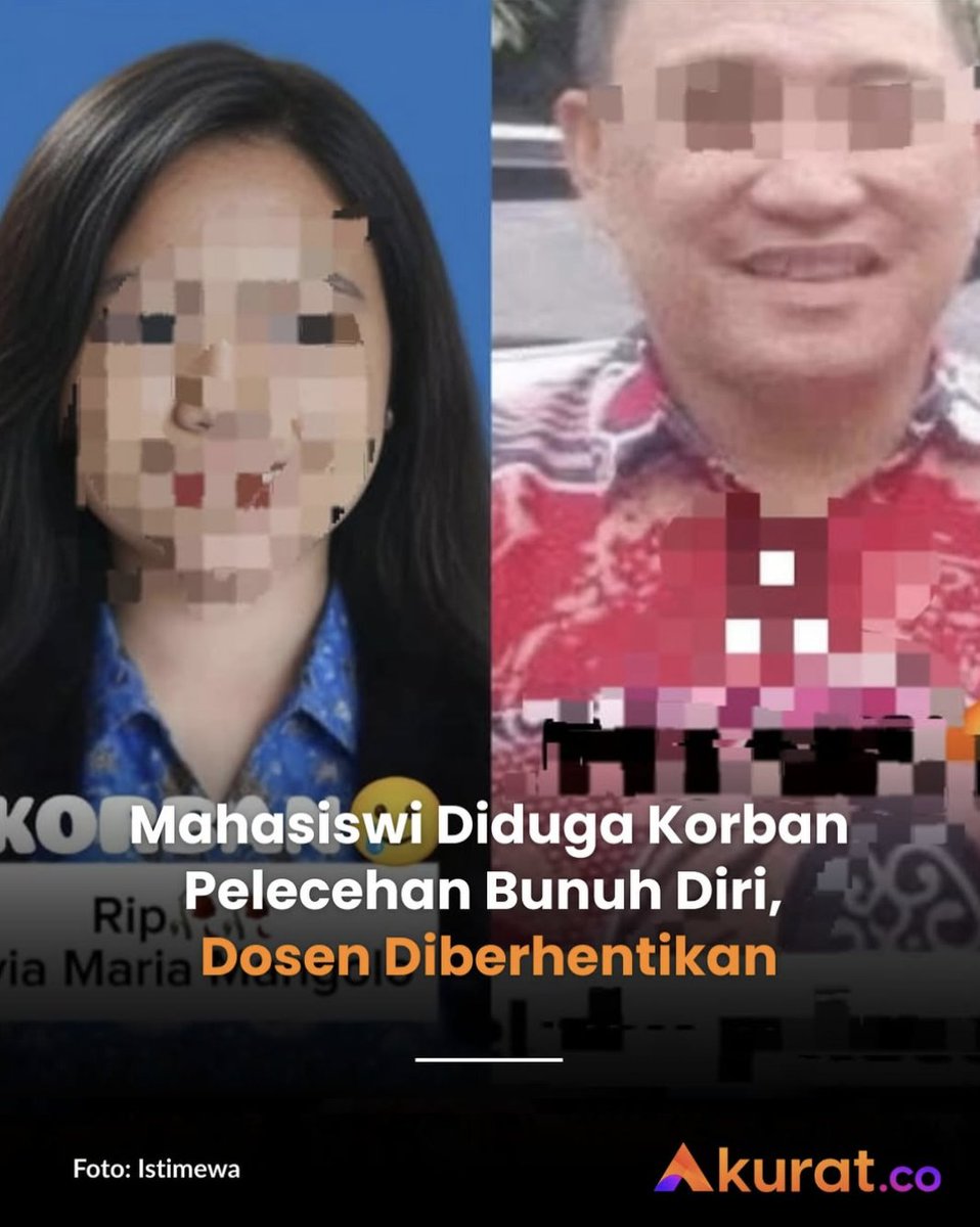 akuratco's tweet image. Rektor  Universitas Negeri Manado (Unima), Joseph Kambey, memberhentikan  sementara seorang dosen berinisial DM menyusul dugaan pelecehan seksual  terhadap mahasiswi yang diduga berujung pada aksi bunuh diri korban.

"SK  Rektor ditegaskan bahwa selama menjalani pembebasan…