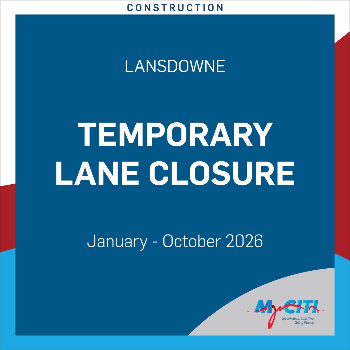 🚧 Temporary lane closures along Racecourse and Turfhall Roads with effect from Tuesday 6 January 2026. More info here: bit.ly/3Y4cNoz #MyCiTi