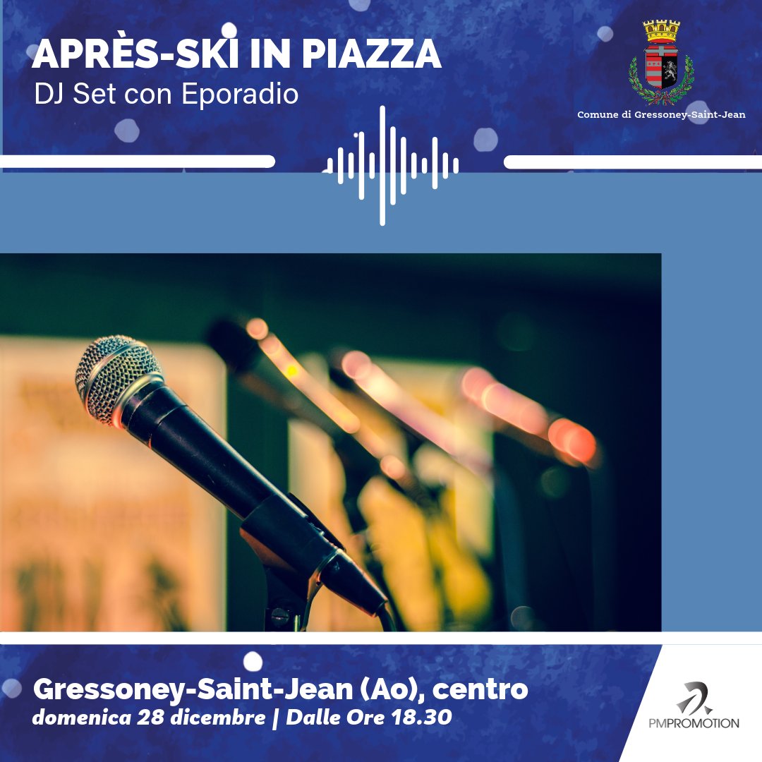 pmpromotion's tweet photo. 🎧 Dom 4 gen – Ore 18:30
❄️ 𝐀𝐏𝐑𝐄̀𝐒-𝐒𝐊𝐈 𝐈𝐍 𝐏𝐈𝐀𝐙𝐙𝐀 in Piazza a Obre Platz, Gressoney!
DJ set firmato Eporadio per accogliere sciatori, famiglie e turisti dopo una giornata sulle piste.
#ApresSki #Eporadio #GWF25 #Gressoney #PMPromotion https://t.co/afzki9cMdE