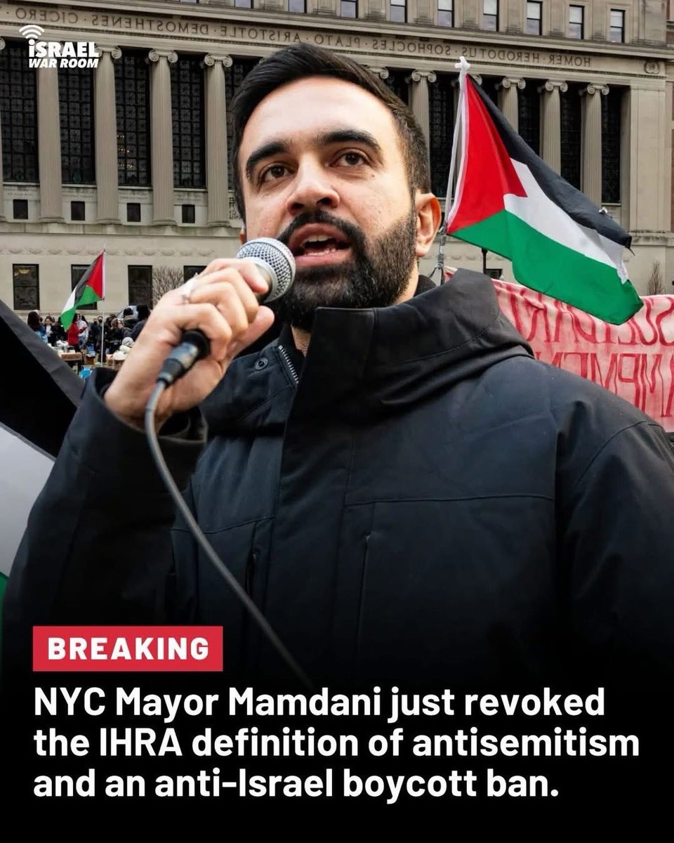 WolfMalca's tweet image. #NewYork

Eilmeldung 

Der neu vereidigte Bürgermeister von New York City, Zohran #Mamdani, hat soeben die Israel-bezogenen Anordnungen von Vorgänger 
Eric Adams aufgehoben – darunter die 
IHRA-Definition von #Antisemitismus und eine 
Anti-Israel-Boykottverordnung, die es vom…