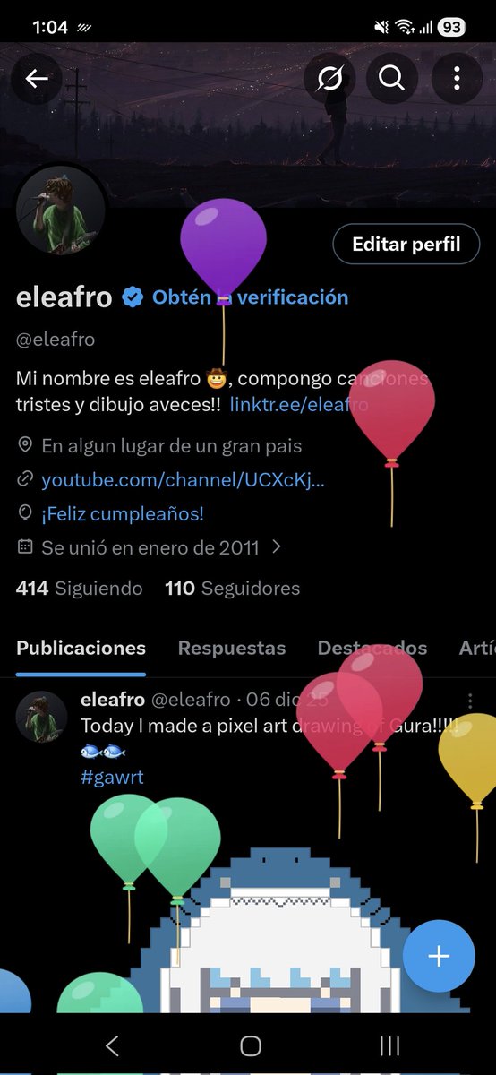 eleafro's tweet photo. Al parecer es mi cumpleaños 🥳 https://t.co/cMEUwMrmnK