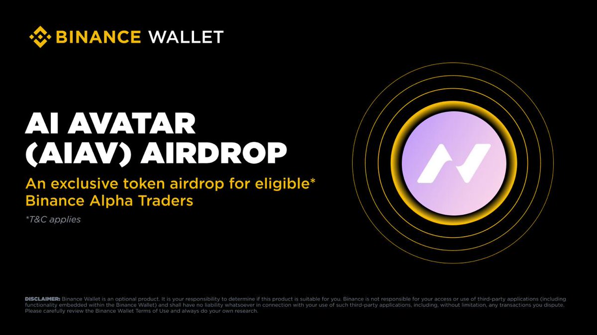 danibabu434's tweet photo. *🪂  ○ Binance Alpha — Airdrop Alert ○ 🪂*

📛 *Token:* AI Avatar (AIAV)  
📅 *Date:* 2 Jan 2026  
⏰ *Claim Time:* *2:00 PM*  
🎯 *Required Points:* *256 Alpha Points*  
🪂 *Airdrop:* *305 AIAV Tokens*  
📥 *Type:* *First Come, First Served*  
➖ *15 Alpha Points* deducted https://t.co/tM4clUPgZE