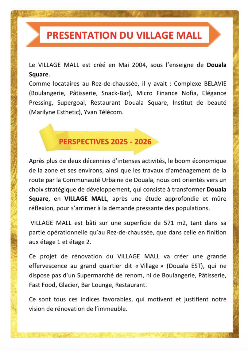 Le quartier Village attend VOTRE business ! 🚀

Village Mall = Visibilité maximale + Clientèle abondante + Emplacement stratégique

Espaces commerciaux 30-200m² disponibles

Idéal : Resto, Fast-food, Boutiques, Banques, Écoles…

Transformez votre projet en succès garanti.