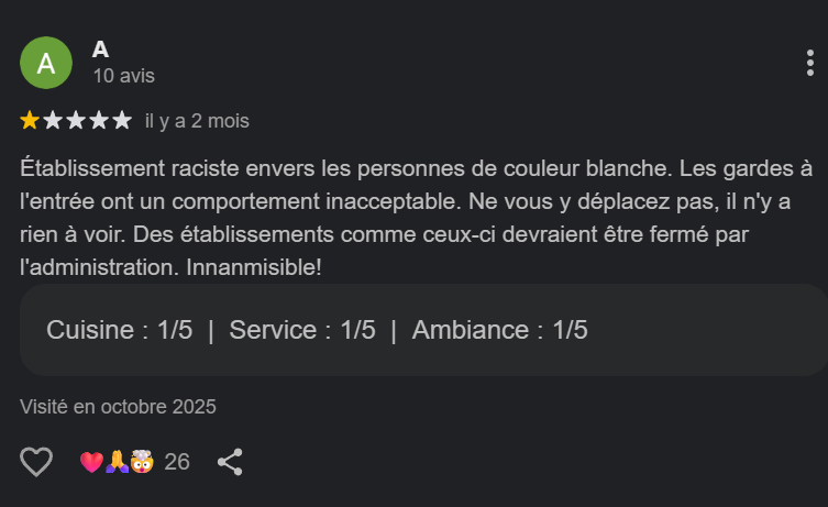 im_Jungo's tweet photo. Allez regarder les avis sur cette boite c'est incroyable mdr.

En gros la doctrine interne c'est : vive les Arabes, le reste ça dégage 😂 https://t.co/YPMF61xBu9