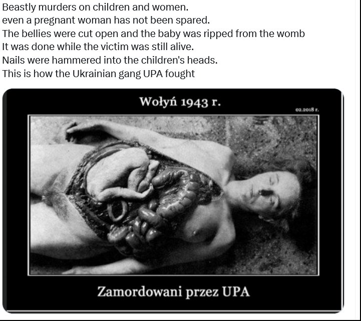 <a href="/ivan_8848/">Ignorance, the root and stem of all evil</a> Ukrainians are the most savage people in Europe. They brutally and cruelly murdered 300,000 Poles in Volhynia, mostly women, and children, because the men were away at war after the German-Russian attack on Poland in September 1939. The cult of Nazism is still alive there.