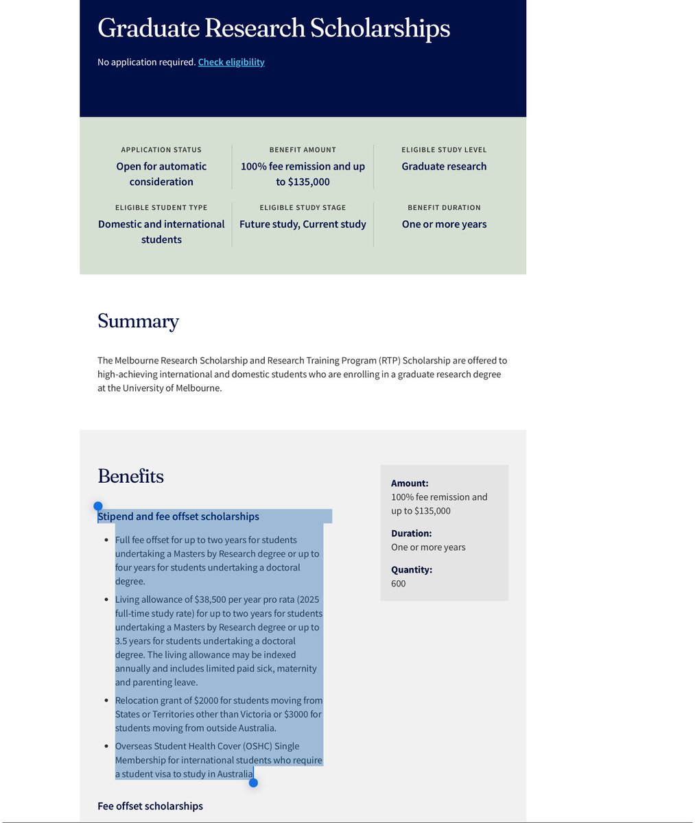sylviewatikum's tweet image. Apply, 🇦🇺 
Link: scholarships.unimelb.edu.au/awards/graduat…