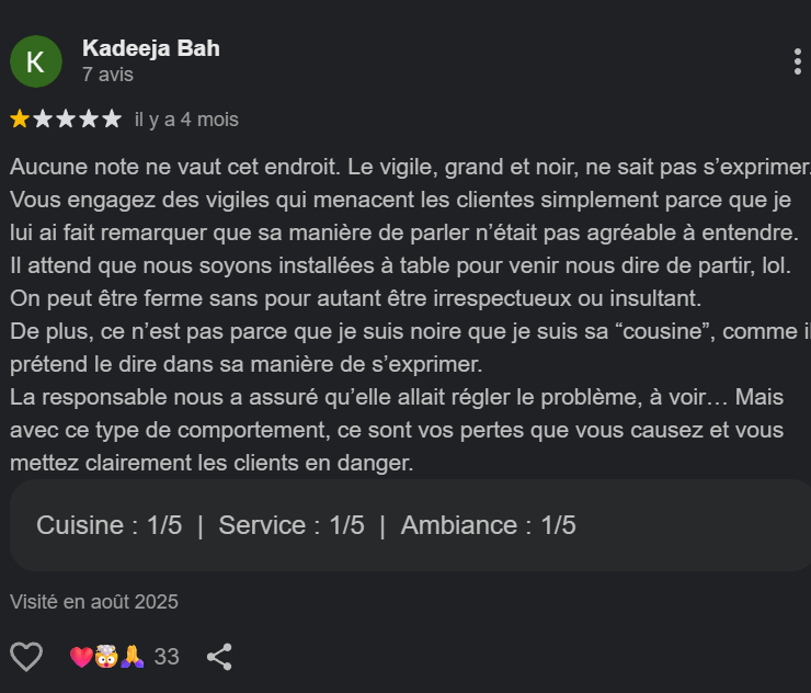 im_Jungo's tweet photo. Allez regarder les avis sur cette boite c'est incroyable mdr.

En gros la doctrine interne c'est : vive les Arabes, le reste ça dégage 😂 https://t.co/YPMF61xBu9