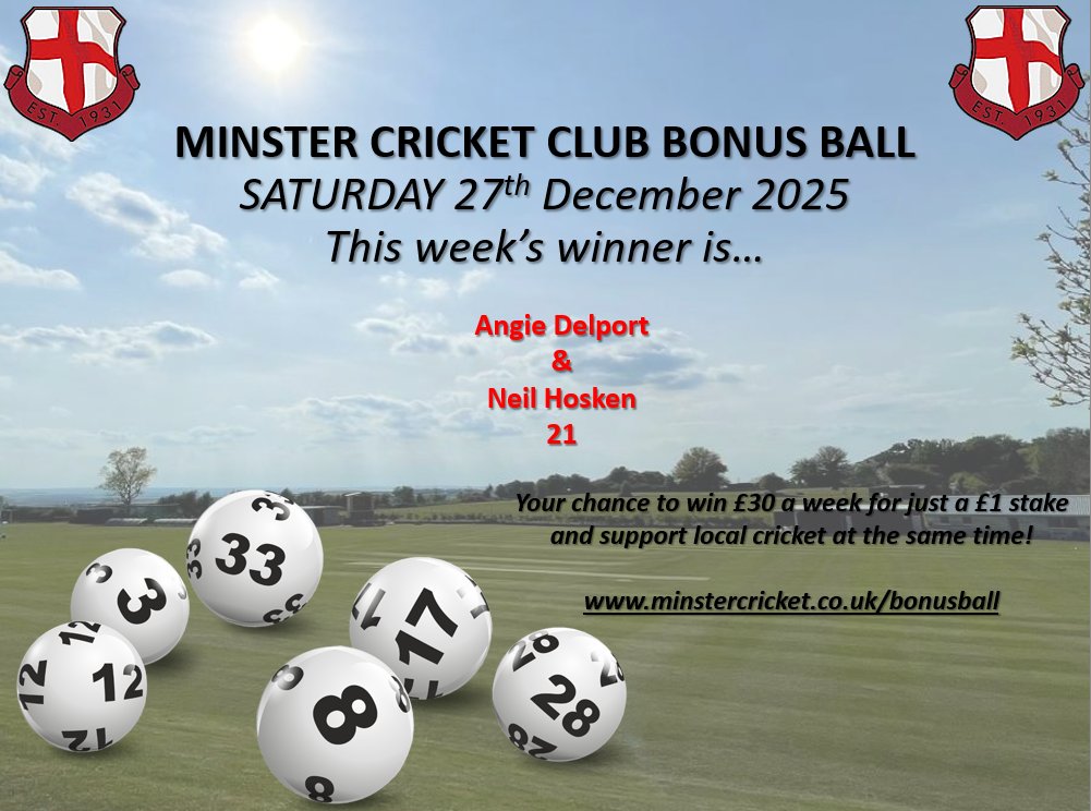 MinsterCricket's tweet photo. 💰 Win £30 every week AND support your local cricket club!

It’s quick, easy, and goes a long way in backing what we do on and off the field 🔵⚪

👉 https://t.co/jgup7hYTwA

Thank you for your continued support — it means everything! 🙌

#MCC https://t.co/Q4RhfLxzp3