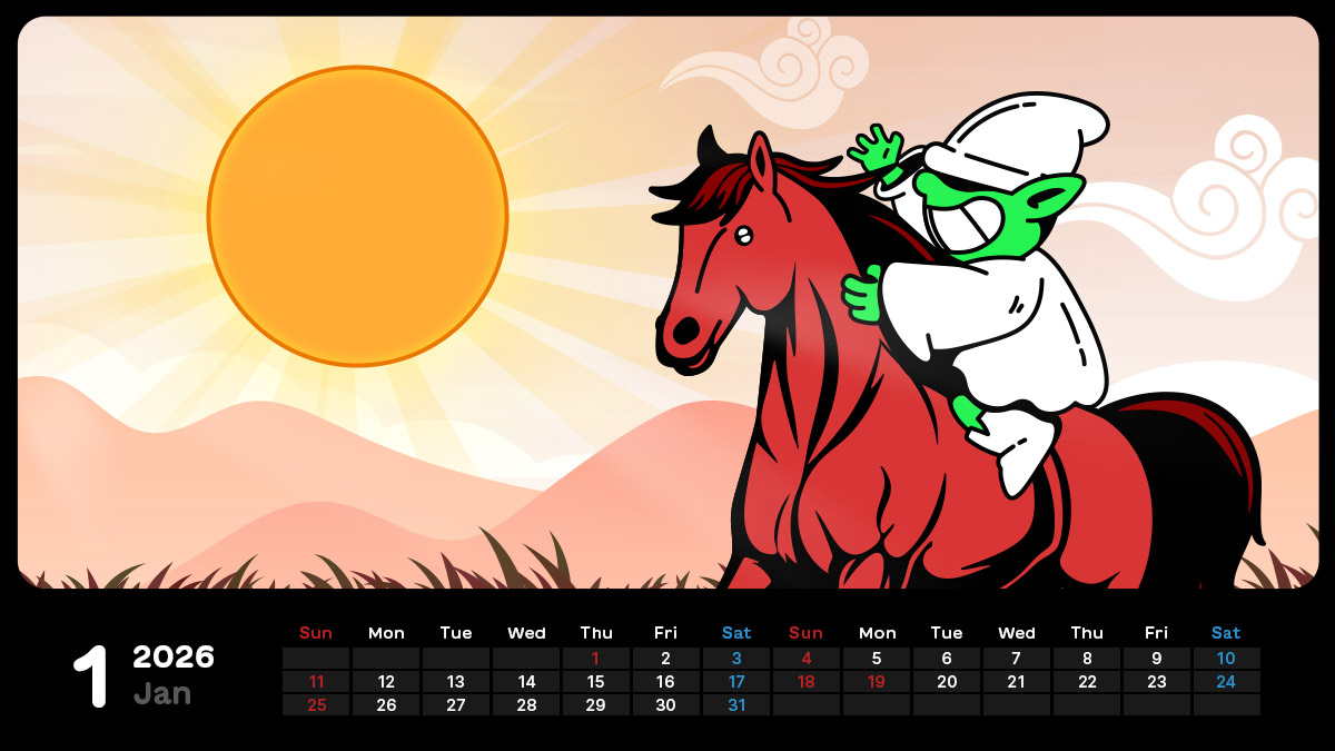 GIDDY UP, FAM! 🐎🔥

2026 is the Year of the RED HORSE! I grabbed the fastest mount to charge straight towards the LOOT. 💨

No walking this year. We’re GALLOPING!
Here’s your January (calendar) to track our ride.

Need the clean art without numbers? Ride down to the thread below