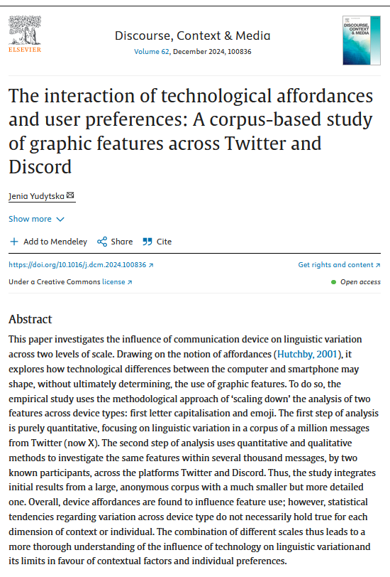 Discourse, Context and Media tweet media