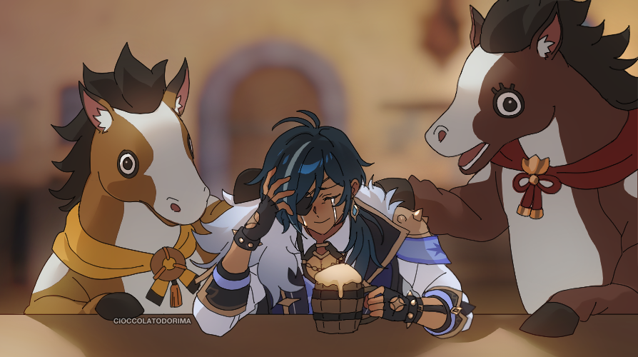 cioccolato_kun's tweet image. Horses nowhere in sight so we became the horses instead😅