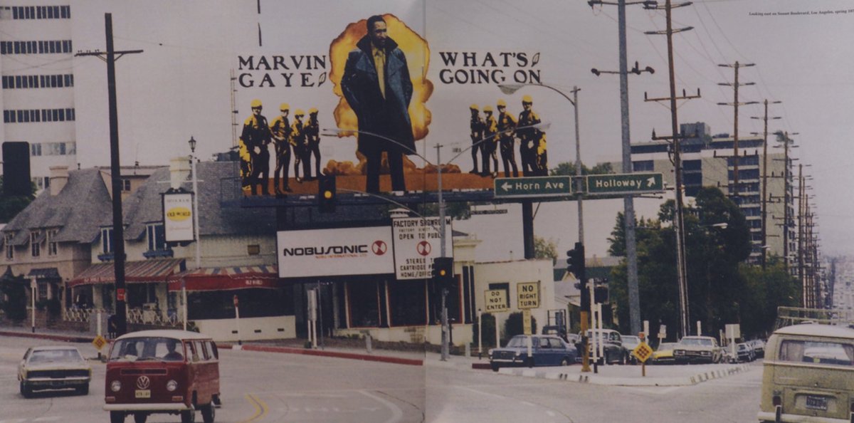 Hand-painted billboard promoting “What’s Going On” in Los Angeles (1971)