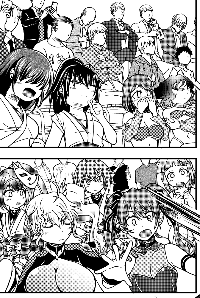 事後承諾&雑描きにて失敬ですが、今回の漫画は地下オーナー様のキャラにも観客席にて出演いただきました。
改めまして企画への参加に、心より感謝するばかりです 