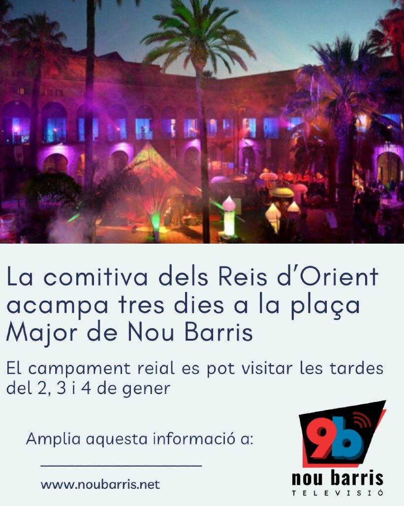 La comitiva dels Reis d’Orient acampa tres dies a la plaça Major de Nou Barris. 

El campament reial es pot visitar les tardes del 2, 3 i 4 de gener. 

f.mtr.cool/tdaagfgdmd