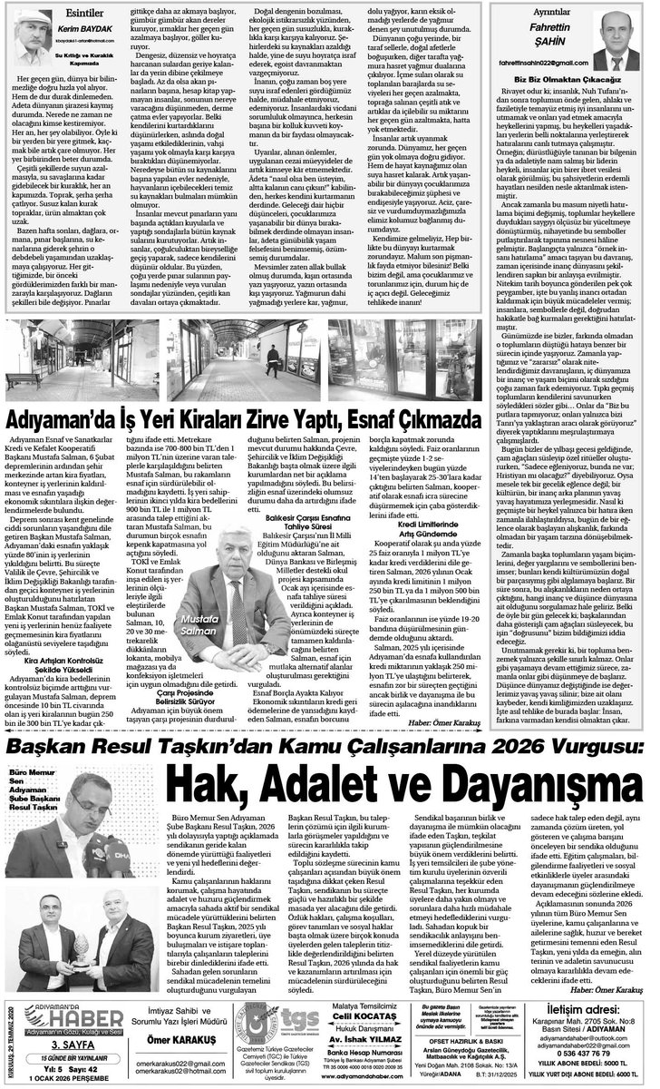 adiyamandahabe1's tweet photo. Adıyaman’da Haber Gazetemiz, 42. sayısıyla okuyucularıyla buluştu. Özel haberlerimiz ve köşe yazarlarımızın yazılarıyla, tarafsız ve ilkeli habercilik anlayışıyla Adıyaman’ın gözü, kulağı ve sesi olmaya devam edeceğiz. @omerkarakus1983 https://t.co/K0Ycd8V6fg