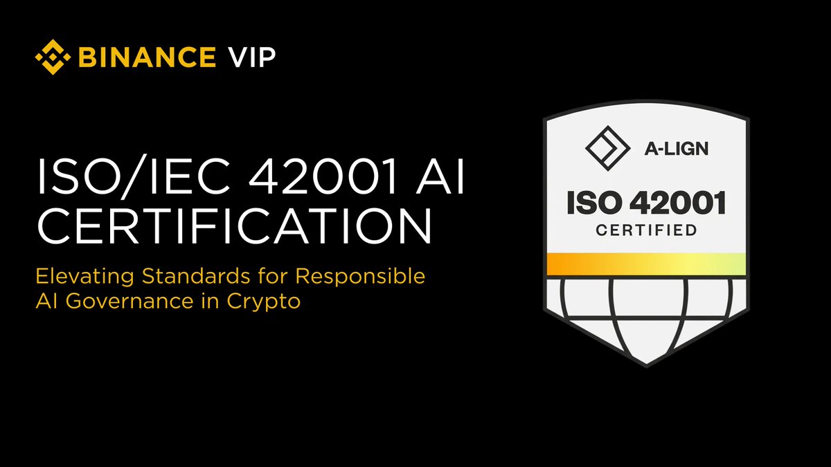 Binance has achieved ISO/IEC 42001 certification, the global standard for  responsible AI governance. This underscores our commitment to ethical,  transparent, and secure AI deployment as we continue to strengthen trust  across the