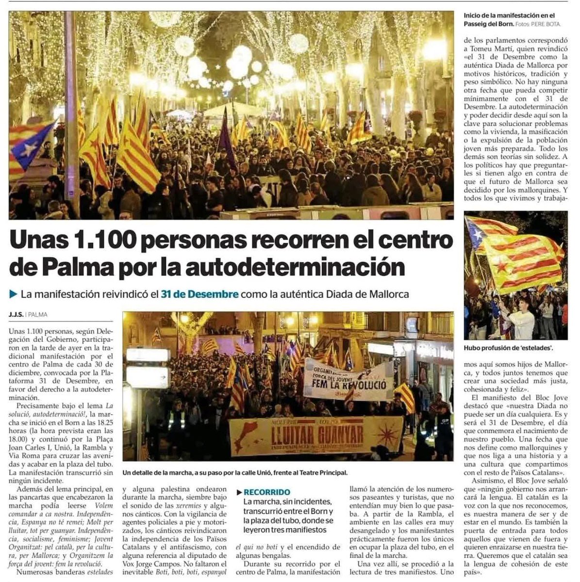 Mientras la mayoría disfruta de la Navidad, otros se manifiestan contra el orden constitucional

Está pasando en Palma

Mentres sa majoria disfruta des Nadal, uns altres se manifesten contra s'ordre constitucional

Està passant a Palma

#SomBalearsnoCatalans
#SomosEspañoles🇪🇸