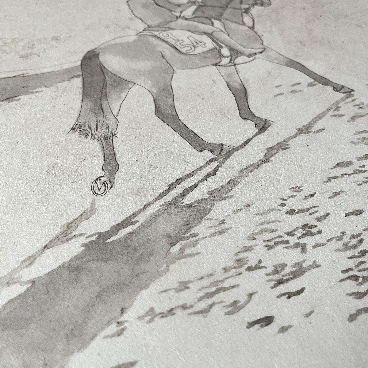 日本画で描いているお馬さんが、現在外馬2頭、サラブレッド4頭