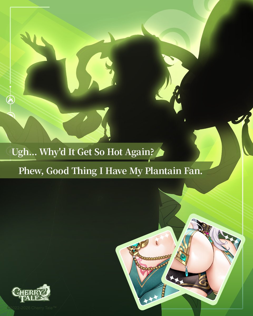 CherryTaleEN's tweet image. "Ugh… why’d it get so hot again? Phew, good thing I have my plantain fan."
On the Flaming Mountain, where flames surge and churn, she commands the wind and fire with her Platain Fan.
Yet in the searing heat, only solitude keeps her company.
#cherrytale #EROLABS